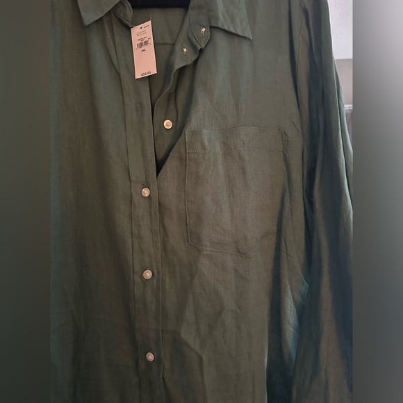 Gap linen boyfriend, shirt, sagebrush green size XXL, NWT - Picture 2 of 5